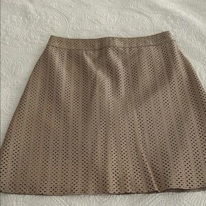 Pink Tartan Perforated Tan A-Line Skirt